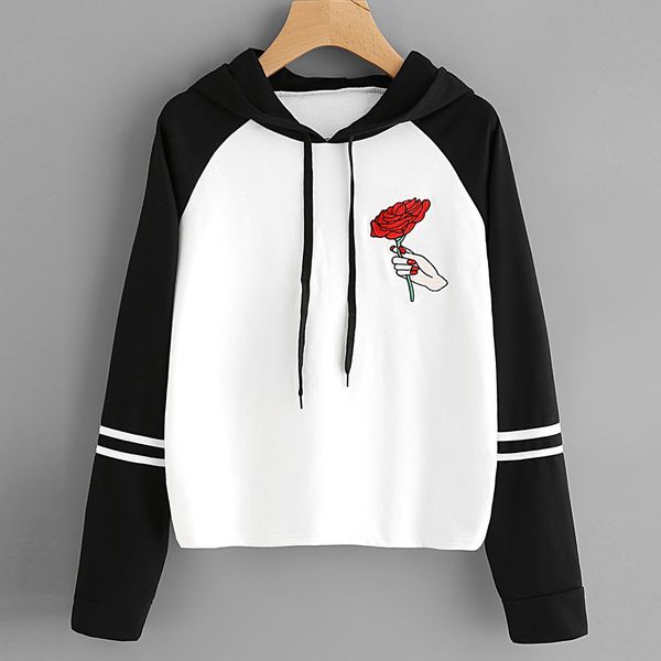 women sweatshirt hoodies harajuku fashion rose embroid streetwear black hooded jumper drawstring pullovers sudadera mujer 
women sweatshirt hoodies harajuku fashion rose embroid streetwear black hooded jumper drawstring pullovers sudadera mujer