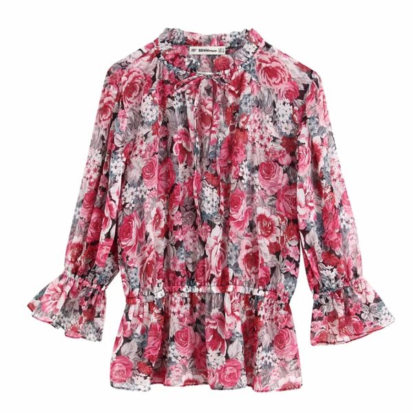 new women sweet flower print ruffles collar lace up blouse three quarter sleeve smock shirt leisure chemise blusas ls6002, White
new women sweet flower print ruffles collar lace up blouse three quarter sleeve smock shirt leisure chemise blusas ls6002, White
