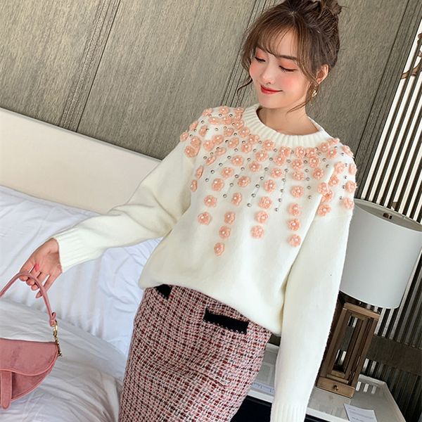 autumn winter thick warm cute sweater 2020 3d floral appliques beaded casual loose knit sweater women's pullover b087, White;black
autumn winter thick warm cute sweater 2020 3d floral appliques beaded casual loose knit sweater women's pullover b087, White;black