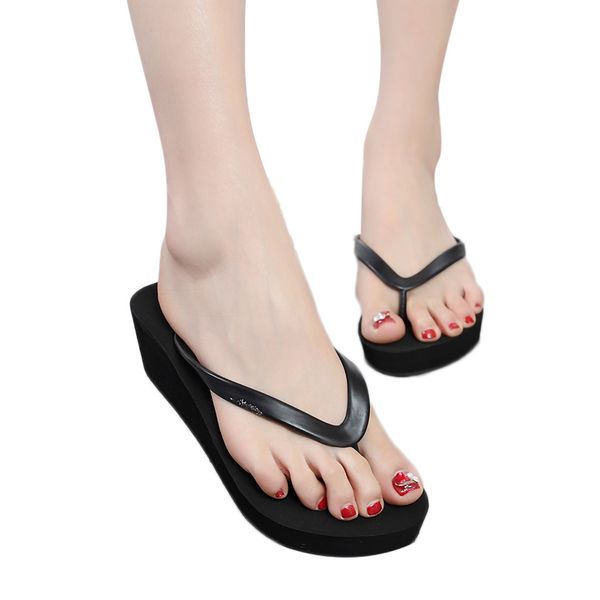 summer women's solid fashion wedges leisure outdoor mid-heels sandals wild solid color beach flip flops slip-on platform apr 11, Black
summer women's solid fashion wedges leisure outdoor mid-heels sandals wild solid color beach flip flops slip-on platform apr 11, Black