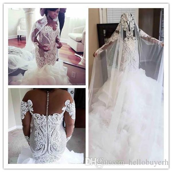 mermaid plus size lace wedding dresses african long sleeve 2019 vestidos de novia wedding gowns south africa with beads, White
mermaid plus size lace wedding dresses african long sleeve 2019 vestidos de novia wedding gowns south africa with beads, White