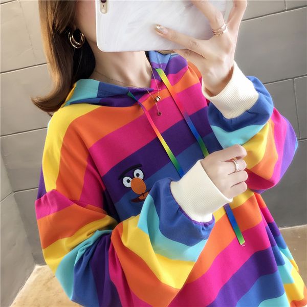 2019 winter sweatshirt rainbow color harajuku matching ladies hoodie loose large size long sleeve ropa kpop female clothes, Black
2019 winter sweatshirt rainbow color harajuku matching ladies hoodie loose large size long sleeve ropa kpop female clothes, Black