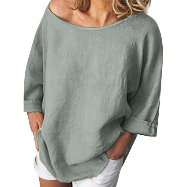 zomer womens summer casual o-neck 3/4 sleeve solid linen blouse shirt loose pullover shirts plus size pullover blouse, White
zomer womens summer casual o-neck 3/4 sleeve solid linen blouse shirt loose pullover shirts plus size pullover blouse, White