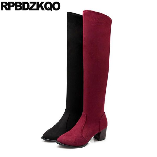 slip on high heel over the knee suede slim thigh women boots fur big size pointed toe long 12 44 chunky wine red shoes 13 45, Black
slip on high heel over the knee suede slim thigh women boots fur big size pointed toe long 12 44 chunky wine red shoes 13 45, Black