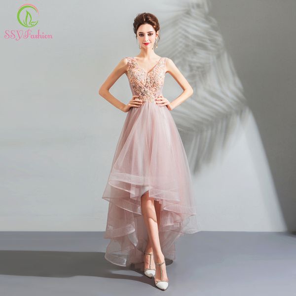 ssyfashion new sweet lace evening dress v-neck sleeveless pink appliques short front long back party gown formal dresses, White;black
ssyfashion new sweet lace evening dress v-neck sleeveless pink appliques short front long back party gown formal dresses, White;black