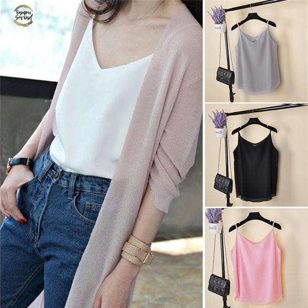 new summer sleeveless shirt v-neck camis loose casual chiffon tank s-4xl vest ladies clothing, White
new summer sleeveless shirt v-neck camis loose casual chiffon tank s-4xl vest ladies clothing, White