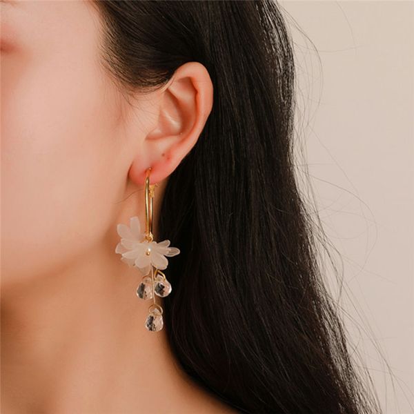 fashion sweet temperament earrings for women 2019 white flower crystal pendant metal earrings ladies jewelry brincos 4m21, Silver
fashion sweet temperament earrings for women 2019 white flower crystal pendant metal earrings ladies jewelry brincos 4m21, Silver