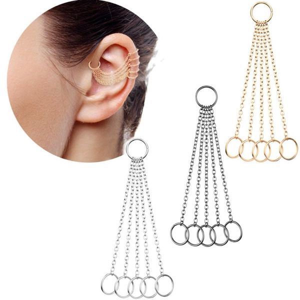 trendy stainless steel ear cuff fashion simple long chain tassel clip earring women punk statement charm earring jewelry gifts, Silver
trendy stainless steel ear cuff fashion simple long chain tassel clip earring women punk statement charm earring jewelry gifts, Silver
