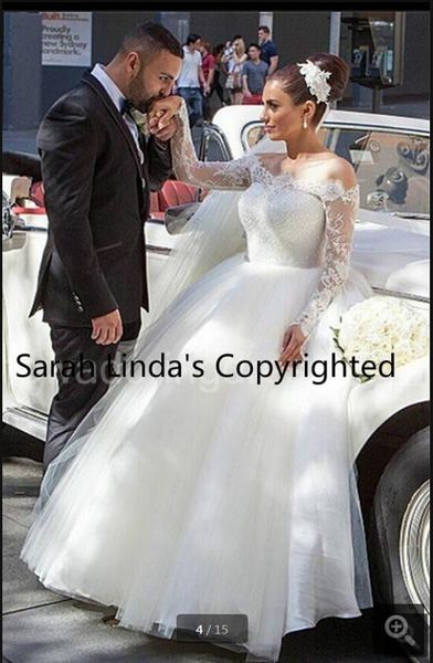 glamorous 2019 off-the-shoulder lace wedding dresses ball gown wedding dress 2016 tulle button back long sleeve wedding gowns, White
glamorous 2019 off-the-shoulder lace wedding dresses ball gown wedding dress 2016 tulle button back long sleeve wedding gowns, White