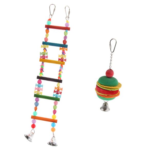 2 pcs parrot climbing chewing toys with bell colorful bird swing ladder bells bird cage ornament entertainment interactive accessories
2 pcs parrot climbing chewing toys with bell colorful bird swing ladder bells bird cage ornament entertainment interactive accessories