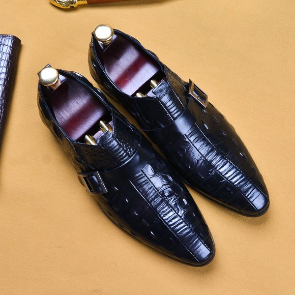men formal brogue shoe buckle emboss crocodile leathers shoes mens loafers leather dress wedding shoe, Black
men formal brogue shoe buckle emboss crocodile leathers shoes mens loafers leather dress wedding shoe, Black