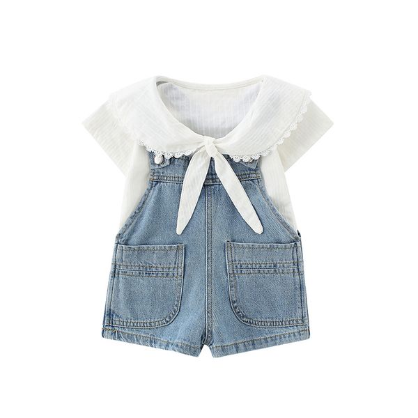 2pcs wlg girls outfits kids summer short sleeve white t shirt and denim blue overall set baby girl casual clothes
2pcs wlg girls outfits kids summer short sleeve white t shirt and denim blue overall set baby girl casual clothes