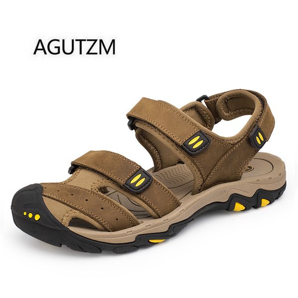 agutzm brand 2621 summer fashion toe cap cover hook & loop genuine leather rubber sole men's beach sandals plus size : 38-47, Black
agutzm brand 2621 summer fashion toe cap cover hook & loop genuine leather rubber sole men's beach sandals plus size : 38-47, Black