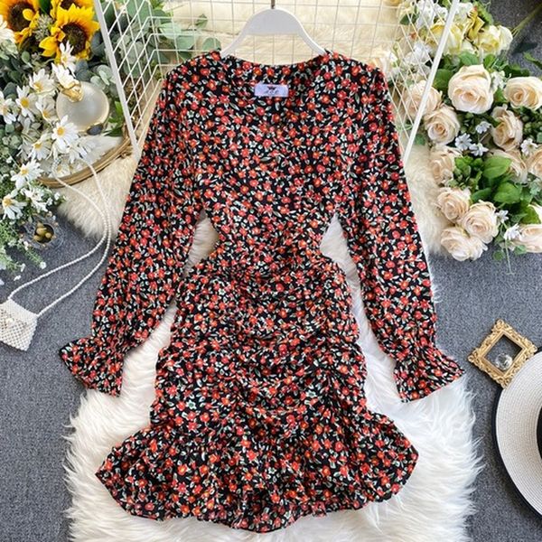 vintage floral women mini short party dress long sleeve v neck ruched ruffles ladies dresses bodycon vestidos korean, Black;gray
vintage floral women mini short party dress long sleeve v neck ruched ruffles ladies dresses bodycon vestidos korean, Black;gray