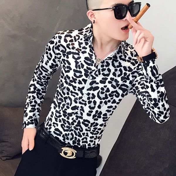2019 mens shirts casual slim fit long sleeve shirts men dress clothing leopard print social streetwear night club chemise homme, White;black
2019 mens shirts casual slim fit long sleeve shirts men dress clothing leopard print social streetwear night club chemise homme, White;black