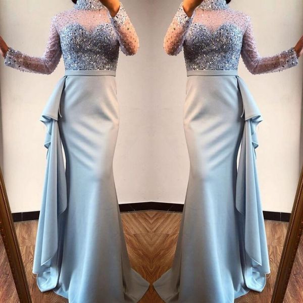 gorgeous high neck beaded long sleeve mermaid evening dresses crystal illsuion satin long light blue prom gowns vestidos de fiesta, Black;red
gorgeous high neck beaded long sleeve mermaid evening dresses crystal illsuion satin long light blue prom gowns vestidos de fiesta, Black;red