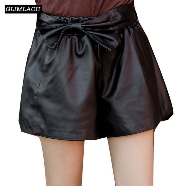 korean bow sashes lambskin genuine leather shorts women real leather wide leg elastic waist shorts with belt streetwear, White;black
korean bow sashes lambskin genuine leather shorts women real leather wide leg elastic waist shorts with belt streetwear, White;black