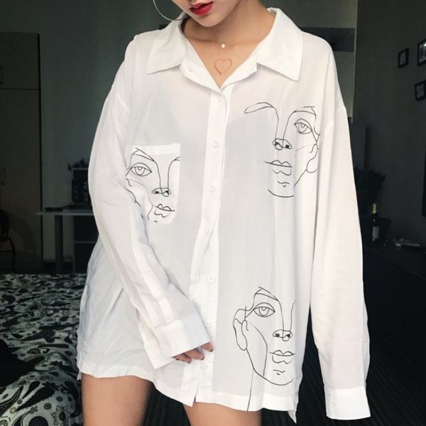 women summer blouse long sleeve women men blouse shirt new summer face printed shirts clothing for couple woman clothes, White
women summer blouse long sleeve women men blouse shirt new summer face printed shirts clothing for couple woman clothes, White