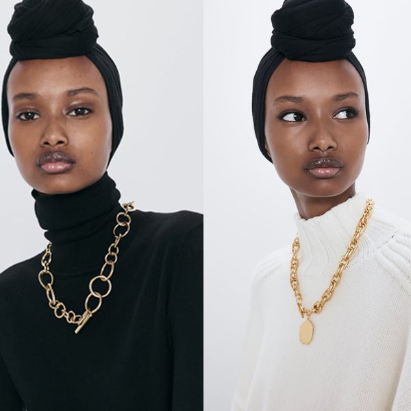 za 2020 vintage necklace choker chain link gold color punk luxury charm women party jewelry wholesale sweater accessories, Silver
za 2020 vintage necklace choker chain link gold color punk luxury charm women party jewelry wholesale sweater accessories, Silver
