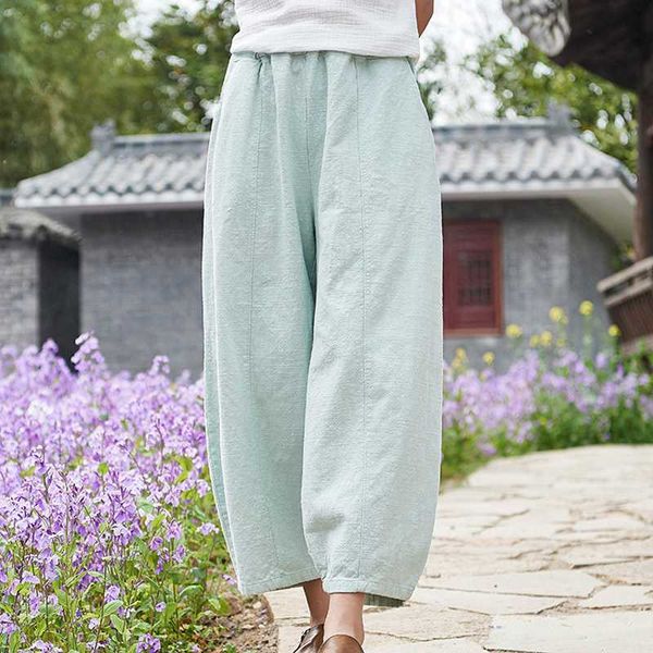chinese style solid harem pant bloomer 2020 autunm loose women trouser cotton linen pleated oversize pockets wide leg pants, Black;white 
chinese style solid harem pant bloomer 2020 autunm loose women trouser cotton linen pleated oversize pockets wide leg pants, Black;white