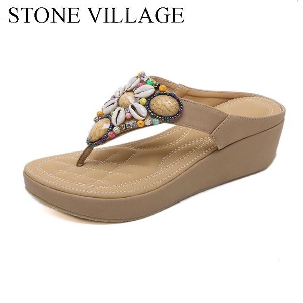 summer shoes bohemia casual women shoes string bead flip flops high hell 5.5 cm wedges women sandals outdoor beach slippers, Black
summer shoes bohemia casual women shoes string bead flip flops high hell 5.5 cm wedges women sandals outdoor beach slippers, Black