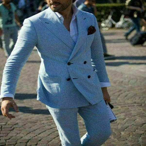 formal linen summer men's suit tuxedos groomsman suit wedding party double breasted formal business blue work wear 2 pcs, White;black
formal linen summer men's suit tuxedos groomsman suit wedding party double breasted formal business blue work wear 2 pcs, White;black