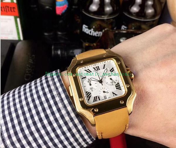 luxury new style 40mm white dial leather strap japan multi-function chronograph mens watch quartz 18k rose gold fashion men's watches, Slivery;brown
luxury new style 40mm white dial leather strap japan multi-function chronograph mens watch quartz 18k rose gold fashion men's watches, Slivery;brown