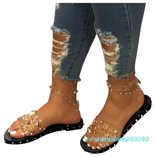 women summer ankle strap line-style buckle open toe flat with rivet sandals shoe large size flat bottom women sandals s09, Black
women summer ankle strap line-style buckle open toe flat with rivet sandals shoe large size flat bottom women sandals s09, Black