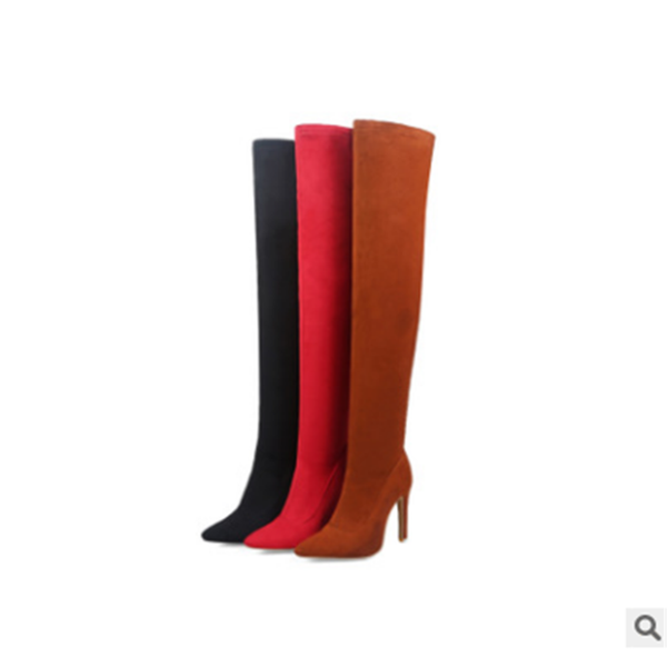 european and american style pointed, frosted, thin heel, knee stretch boots, plush high heel and thin leg boots, Black
european and american style pointed, frosted, thin heel, knee stretch boots, plush high heel and thin leg boots, Black
