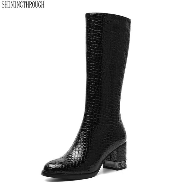 women leather boots high heeled autumn winter warm knee high boots ladies shoes woman side zipper motorcycle pumps, Black
women leather boots high heeled autumn winter warm knee high boots ladies shoes woman side zipper motorcycle pumps, Black