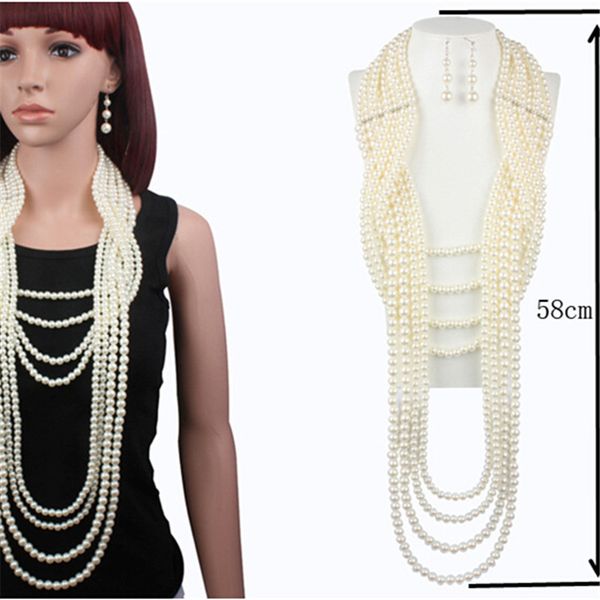 new women luxury bohemian boho wedding imitation pearl set long multilayer pearls necklace sets handmade body neck party gifts, Silver
new women luxury bohemian boho wedding imitation pearl set long multilayer pearls necklace sets handmade body neck party gifts, Silver
