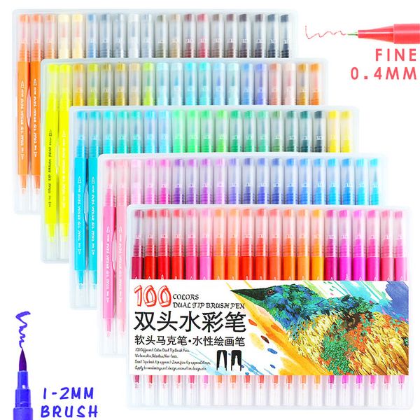 100 color art markers dual tips coloring brush fineliner color pens water marker for calligraphy drawing sketching
100 color art markers dual tips coloring brush fineliner color pens water marker for calligraphy drawing sketching