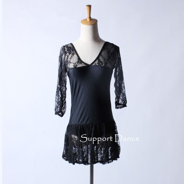 support dance girls women lace slim latin dress kids jazz modern performance costume c173, Black;red
support dance girls women lace slim latin dress kids jazz modern performance costume c173, Black;red