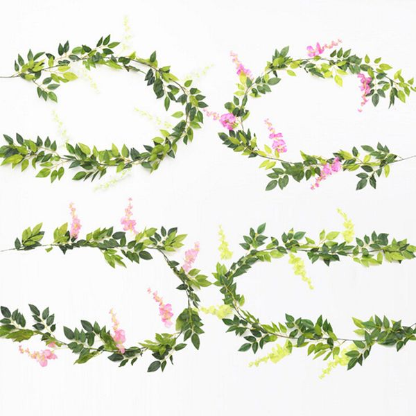 simulation wisteria flower vines wedding decorations artificial flowers arch decor with green leaves hanging wall garland
simulation wisteria flower vines wedding decorations artificial flowers arch decor with green leaves hanging wall garland