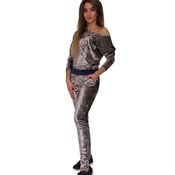 velvet suit women casual tracksuit off shoulder two piece set spring long sleeve women 2 piece set and pants tide, Gray
velvet suit women casual tracksuit off shoulder two piece set spring long sleeve women 2 piece set and pants tide, Gray
