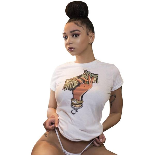 women ins tshirts summer autumn designer dollar printed fashion casual street tees, White
women ins tshirts summer autumn designer dollar printed fashion casual street tees, White