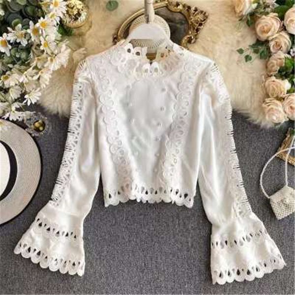 2020 chic lace women blouse elegant beaded ornament back zipper flare sleeve shirts spring blusas fashion, White
2020 chic lace women blouse elegant beaded ornament back zipper flare sleeve shirts spring blusas fashion, White