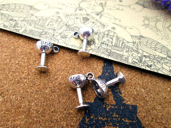 60pcs--14 x 12mm antique silver toasting bride goblet charm pendants, Bronze;silver 
60pcs--14 x 12mm antique silver toasting bride goblet charm pendants, Bronze;silver
