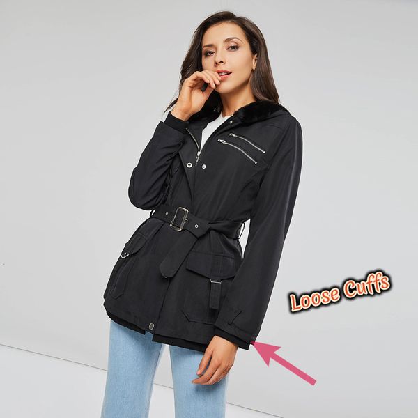 winter jackets women parka gothic coat women black winter hooded zipper belt mountaineering velvet casual fashion goth female coat autumn