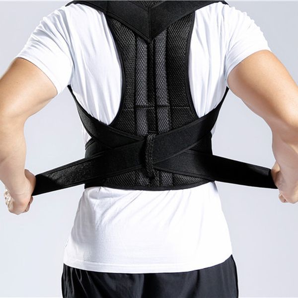 man woman back support, adjustable lumbar back posture correction bandage,fitness office gym yoga outdoor shoulder support, Black;blue 
man woman back support, adjustable lumbar back posture correction bandage,fitness office gym yoga outdoor shoulder support, Black;blue