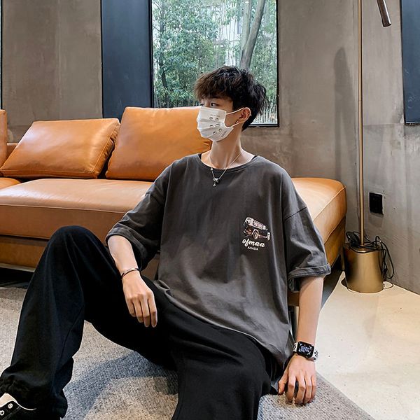 2020 summer new youth popular men's loose simple printing drop shoulder sleeve t-shirt fashion casual round neck pullover, White;black
2020 summer new youth popular men's loose simple printing drop shoulder sleeve t-shirt fashion casual round neck pullover, White;black