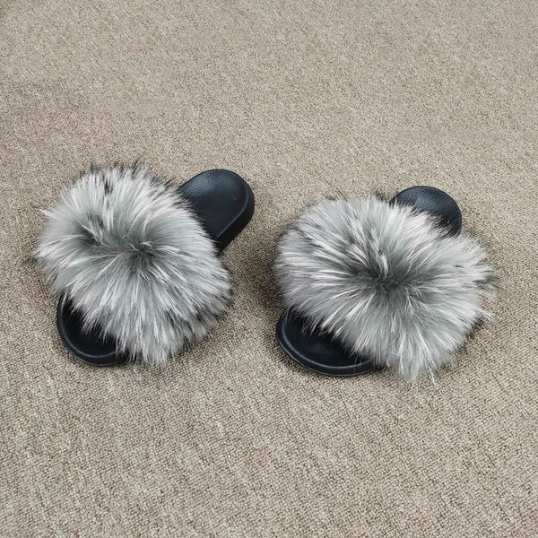2020 new arrivals real raccoon fur slippers women fashion style slides eva soles sliders vs1003, Black
2020 new arrivals real raccoon fur slippers women fashion style slides eva soles sliders vs1003, Black