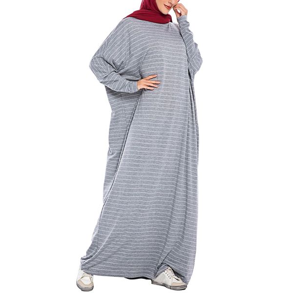 muslim dress women ramadan casual family party dress striped bat sleeves loose women's dresses #w, Red 
muslim dress women ramadan casual family party dress striped bat sleeves loose women's dresses #w, Red