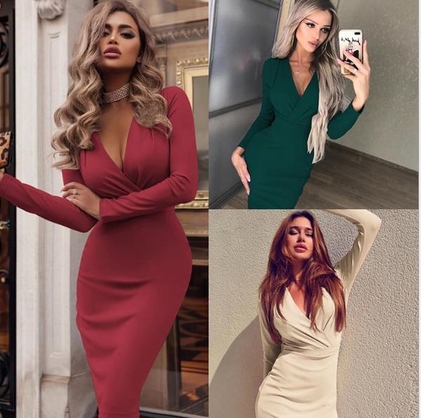 womens bodycon v neck dresses soild color autumn designer clothing for womens party fashion casual dress, Black;gray
womens bodycon v neck dresses soild color autumn designer clothing for womens party fashion casual dress, Black;gray