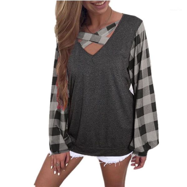 tshirts fashion plaid panelled tees casual womens tees with lantern sleeve women plus size, White
tshirts fashion plaid panelled tees casual womens tees with lantern sleeve women plus size, White