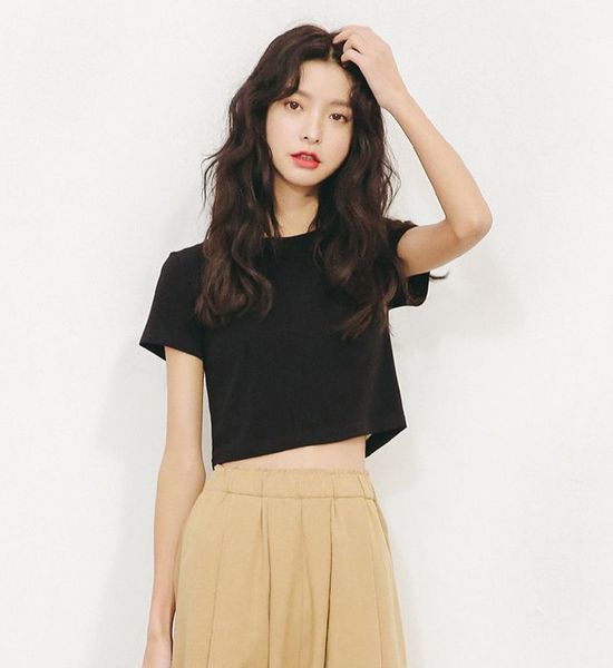 2019 summer new korean version of the self-cultivation wild thin carefully careful machine exposed navel short paragraph solid color t-shirt, White
2019 summer new korean version of the self-cultivation wild thin carefully careful machine exposed navel short paragraph solid color t-shirt, White