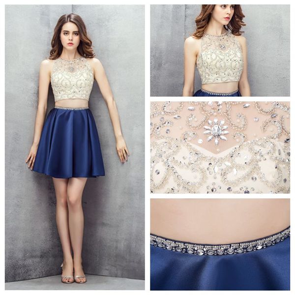 jewel neck sleeveless two piece homecoming dress short rhinestones beaded bridesmaid dress sheer back cute prom dresses, Blue;pink
jewel neck sleeveless two piece homecoming dress short rhinestones beaded bridesmaid dress sheer back cute prom dresses, Blue;pink