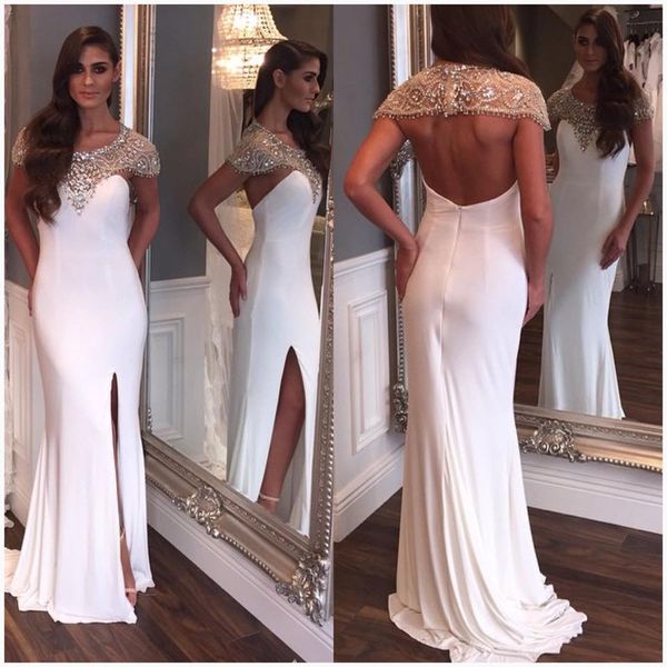 sheath white chiffon charming beading prom dresses long split side paolo sebastian african formal dresses evening 2019, Black
sheath white chiffon charming beading prom dresses long split side paolo sebastian african formal dresses evening 2019, Black