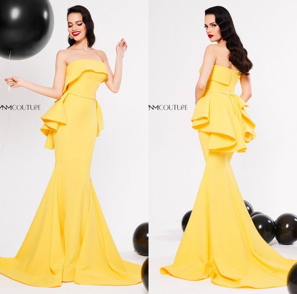 2020 yellow evening dresses strapless satin sweep train mermaid prom dress party wear custom made red carpet dress formal gowns, Black;red
2020 yellow evening dresses strapless satin sweep train mermaid prom dress party wear custom made red carpet dress formal gowns, Black;red
