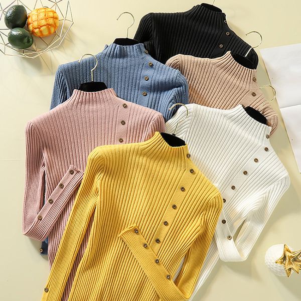 new fashion button turtleneck sweater women spring autumn solid knitted pullover women slim soft jumper sweater female knit, White;black
new fashion button turtleneck sweater women spring autumn solid knitted pullover women slim soft jumper sweater female knit, White;black